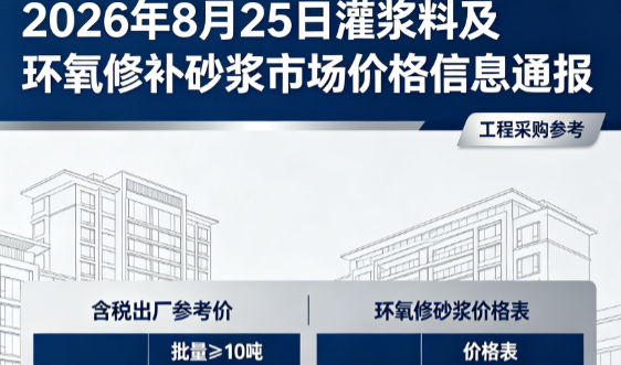 东方华侨农场2026年8月25日灌浆料及环氧修补砂浆市场价格信息通报